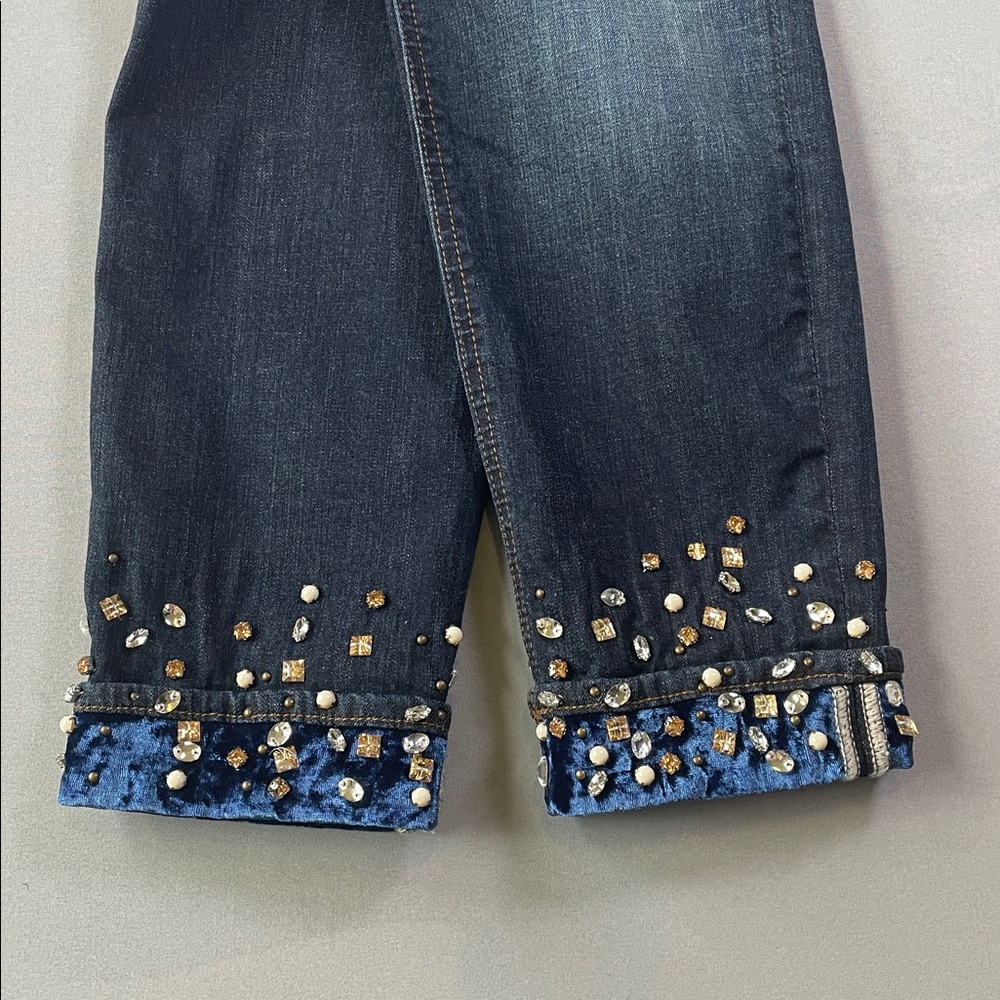 Miss Me Dark Wash High Waist Rhinestone Embellished Stretch Ankle Jeans | 30 - Picture 6 of 12